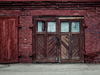 Closed door of old building