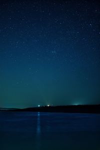 Scenic view of sea against sky at night