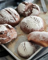 High angle view of bread on table