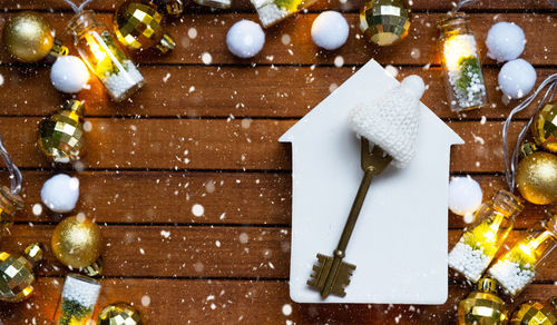 Christmas decorations on table