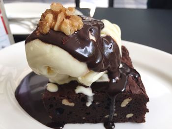 Close-up of served in plate