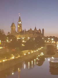 Illuminated buildings at night