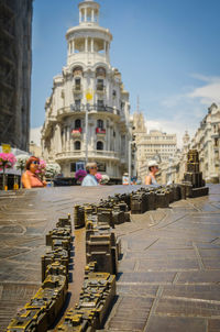 Woman standing in city