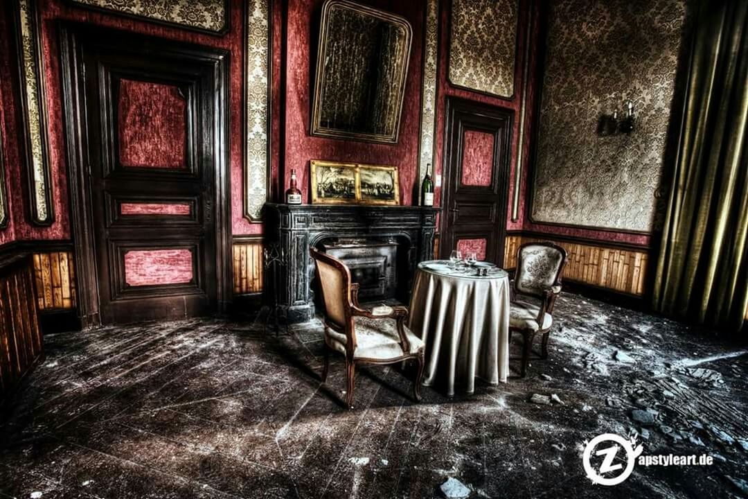 indoors, chair, absence, home interior, empty, house, furniture, table, built structure, old, wood - material, architecture, door, no people, sofa, room, wall - building feature, old-fashioned, abandoned, day