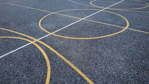 High angle view of basketball court