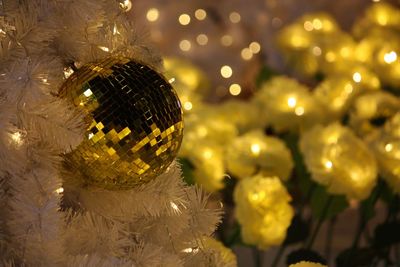 Defocused image of illuminated christmas tree