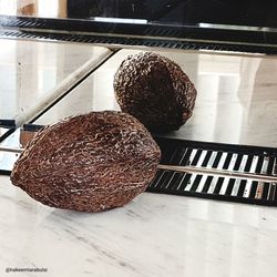 High angle view of bread in basket on table