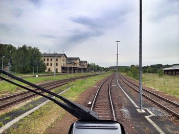 Railroad track at dusk