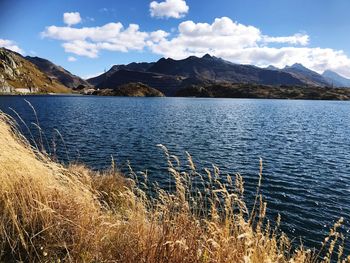 Scenic view of lake against sky