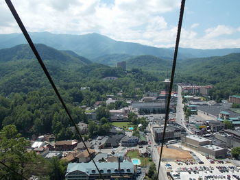 High angle view of road and mountains