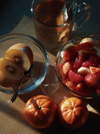 High angle view of food on table
