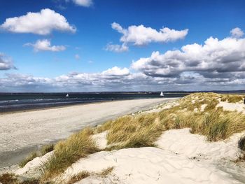 Scenic view of beach against sky