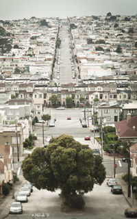 High angle view of buildings in city