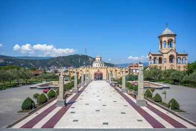 View of historic building against blue sky