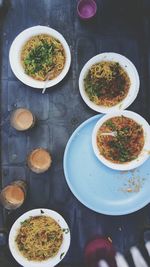 High angle view of food on table