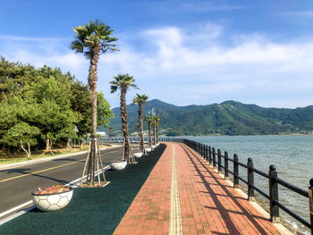 Bridge over river against sky