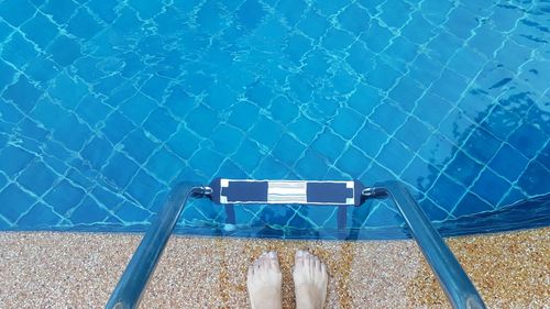 High angle view of swimming pool against sea