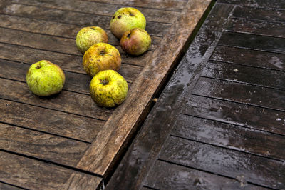 High angle view of fruits on table