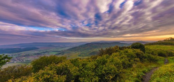 Scenic view of landscape against cloudy sky