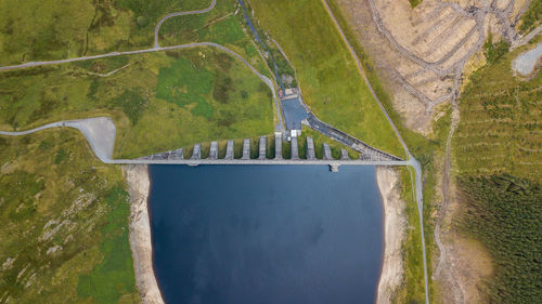 High angle view of water on land