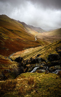 Twisting river-like road toward buttermere