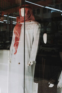 Traditional arabic clothing kandora and abaya for sale in the display