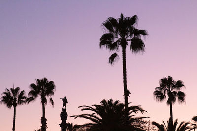 Low angle view of palm trees against sky