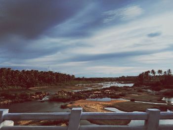 Scenic view of landscape against cloudy sky