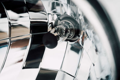 Close-up of vintage car headlight