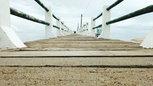 Close-up of steps against sky