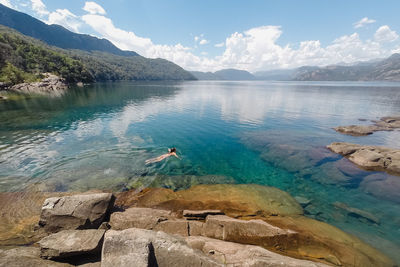 Scenic view of lake against sky