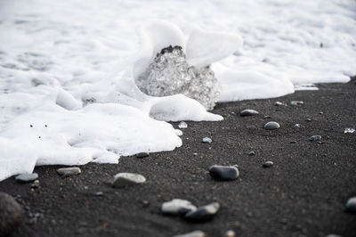 Close-up of frozen sea during winter