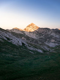 Scenic view of mountains against clear sky