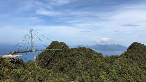 Scenic view of suspension bridge against sky