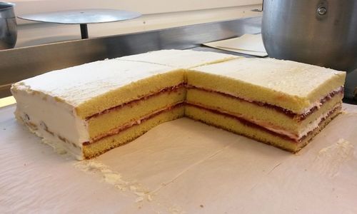 High angle view of cake on table