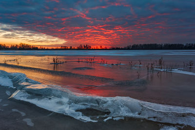 Scenic view of sea against sky during sunset