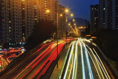 Light trails on city at night