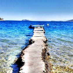 Scenic view of sea against clear sky