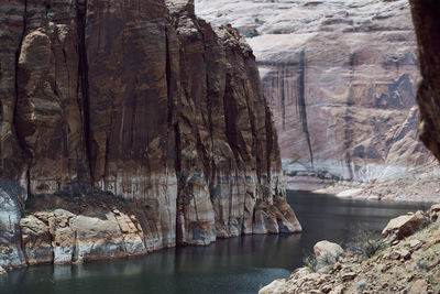 Rock formations by river