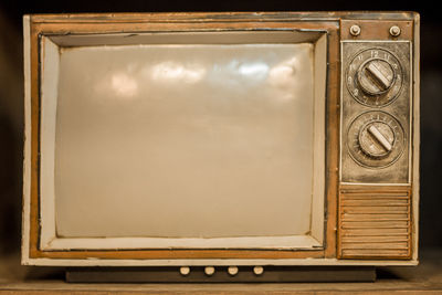 Close-up of old television set