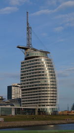 Low angle view of modern buildings against sky