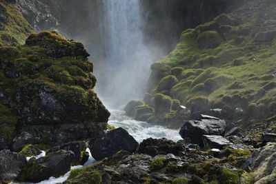 Scenic view of waterfall