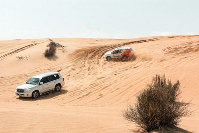 View of desert against clear sky