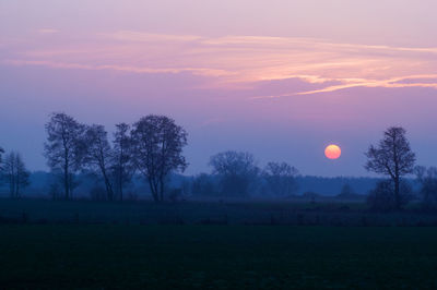 Scenic view of field against sky during sunset