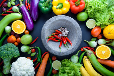 Directly above shot of various vegetables on table