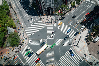 High angle view of traffic on road