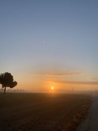 Scenic view of field against sky during sunset