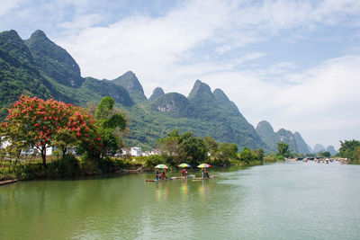 Landscape of guilin, li river and karst mountains. located in yangshuo 