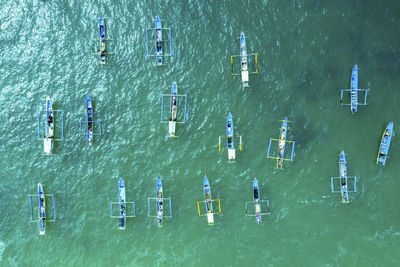 Aerial view of boats on sea