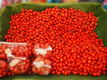 Close-up of cherry tomatoes for sale in market